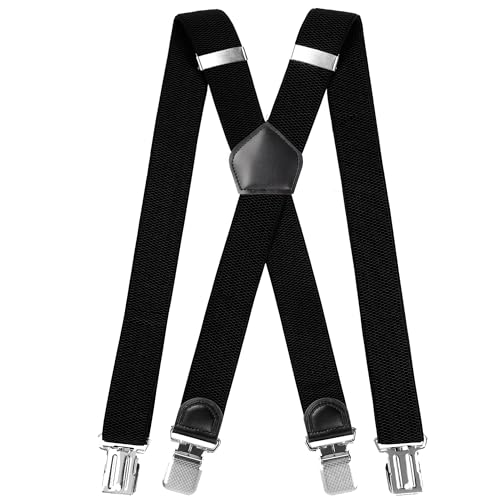 INYEEXUP Hosenträger Herren Extra Stark mit Sehr Starken 4 Metall Clip, Hosenträger Herren Breit Lang X Form, Elastisch und Längenverstellbar, Sehr Gut Geeignet für Große oder Schwere Menschen von INYEEXUP