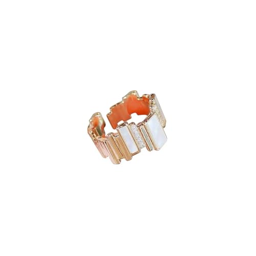 IOETSEUT Damen Schmuck Ring Design Sense Geometrische Muschel Micro Set Zirkon Gold Farbe Ring Für Damen 2024 Modeschmuck Hochzeit Party Luxus Accessoires von IOETSEUT