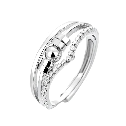 IOETSEUT Damen Schmuck Ring Doppelschicht Drehbar Perle Angst Ringe für Frauen Zirkon Stress Relief SpinnerVerstellbarer Ring Weihnachtsschmuck Femme IOETSEUT Damen Schmuck Ring Doppelschicht Drehbar Perle Angst Ringe für Frauen Zirkon Stress Relief SpinnerVerstellbarer Ring Weihnachtsschmuck Femme von IOETSEUT