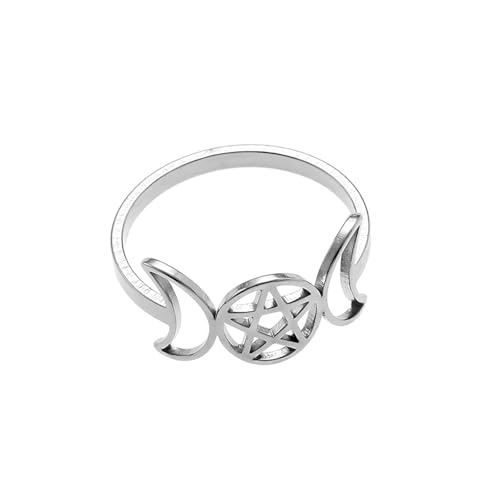 IOETSEUT Damen Schmuck Ring Exquisit Doppel Mond Pentagramm Hexenknoten Symbol Verstellbarer Ring Frauen Mädchen Mode Charme Schmuck IOETSEUT Damen Schmuck Ring Exquisit Doppel Mond Pentagramm Hexenknoten Symbol Verstellbarer Ring Frauen Mädchen Mode Charme Schmuck von IOETSEUT