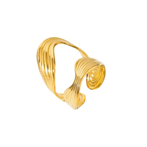 IOETSEUT Damen Schmuck Ring Gold Farbe Unregelmäßige Manschette Ring Für Frauen Mode Verstellbarer Fingerring Wasserdichtes Schmuckgeschenk von IOETSEUT