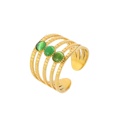 IOETSEUT Damen Schmuck Ring Grüner Stein Manschette Offener Ring Für Frauen Mädchen Mode Verstellbarer Fingerring Wasserdichtes Schmuckgeschenk IOETSEUT Damen Schmuck Ring Grüner Stein Manschette Offener Ring Für Frauen Mädchen Mode Verstellbarer Fingerring Wasserdichtes Schmuckgeschenk von IOETSEUT