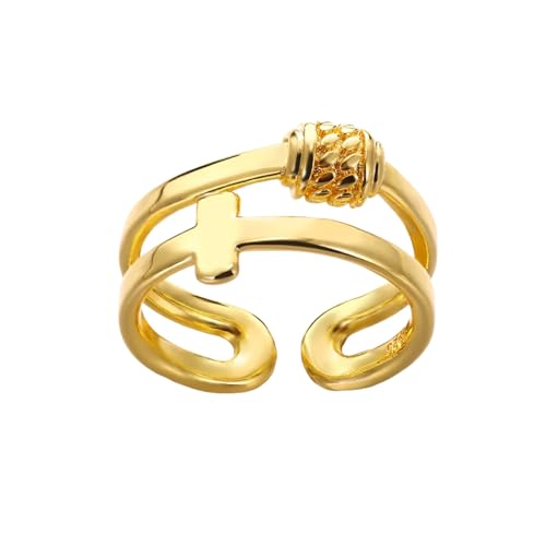 IOETSEUT Damen Schmuck Ring Klassisches Kreuz Anillo Doppelschicht Ringe Für Frauen Männer Perlen Design Ring Neue Ankunft Einfache Öffnung Verstellbare Schmuck Geschenke IOETSEUT Damen Schmuck Ring Klassisches Kreuz Anillo Doppelschicht Ringe Für Frauen Männer Perlen Design Ring Neue Ankunft Einfache Öffnung Verstellbare Schmuck Geschenke von IOETSEUT