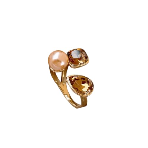 IOETSEUT Damen Schmuck Ring Luxus Geometrie Kristall Champagner Perle Metall Offene Ringe 2024 Modeschmuck Hochzeit Party Damen Exquisiter Ring Accessoires IOETSEUT Damen Schmuck Ring Luxus Geometrie Kristall Champagner Perle Metall Offene Ringe 2024 Modeschmuck Hochzeit Party Damen Exquisiter Ring Accessoires von IOETSEUT
