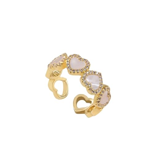 IOETSEUT Damen Schmuck Ring Mädchen Süße Imitation Muschel Weiß Herz geformt Micro Set Zirkon Offener Ring 2024 Party Für Damen Mode Schmuck Accessoires IOETSEUT Damen Schmuck Ring Mädchen Süße Imitation Muschel Weiß Herz geformt Micro Set Zirkon Offener Ring 2024 Party Für Damen Mode Schmuck Accessoires von IOETSEUT