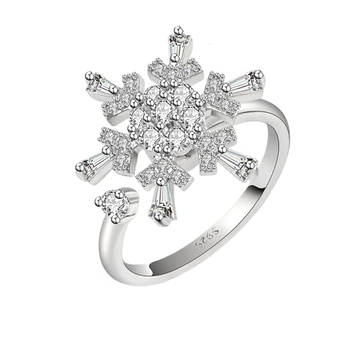 IOETSEUT Damen Schmuck Ring Mode Interessant Drehbar Schneeflocke Ringe Für Frauen Glänzend Mikrokristall Gepflastert Entspannender Offener Ring Schmuck Schnee Festival Geschenke IOETSEUT Damen Schmuck Ring Mode Interessant Drehbar Schneeflocke Ringe Für Frauen Glänzend Mikrokristall Gepflastert Entspannender Offener Ring Schmuck Schnee Festival Geschenke von IOETSEUT