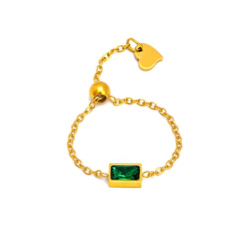 IOETSEUT Damen Schmuck Ring Neue Mode Kette Verstellbar Grün Zirkon Ringe Frauen Ringe Verblassen Frei Schmuck IOETSEUT Damen Schmuck Ring Neue Mode Kette Verstellbar Grün Zirkon Ringe Frauen Ringe Verblassen Frei Schmuck von IOETSEUT
