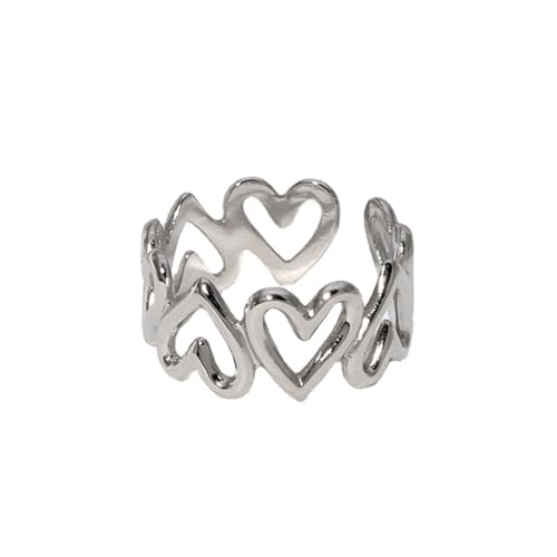 IOETSEUT Damen Schmuckring Ausgehöhlte Liebe Herz Ring für Frauen Mädchen Ästhetisch Exquisit Offener Finger Ring Mode Romantischer Schmuck Trend IOETSEUT Damen Schmuckring Ausgehöhlte Liebe Herz Ring für Frauen Mädchen Ästhetisch Exquisit Offener Finger Ring Mode Romantischer Schmuck Trend von IOETSEUT