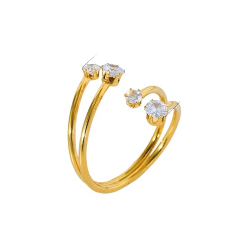IOETSEUT Damen Schmuckring Weiß Zirkon Manschette Offener Ring Für Frauen Mädchen Mode Verstellbarer Fingerring Wasserdichtes Schmuckgeschenk IOETSEUT Damen Schmuckring Weiß Zirkon Manschette Offener Ring Für Frauen Mädchen Mode Verstellbarer Fingerring Wasserdichtes Schmuckgeschenk von IOETSEUT