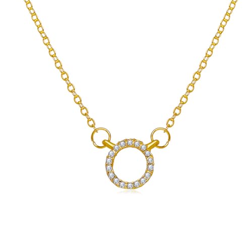 IOETSEUT Damenkette, modisch und personalisiert Modischer geometrischer Ring Zirkon Temperament Halskette Einfache und Nische Temperament Personalisierte Design Sinn Halskette von IOETSEUT