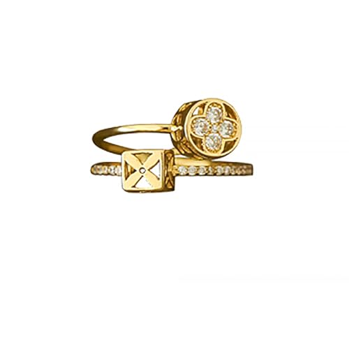 IOETSEUT Damenschmuck Ring 2025 Klassisches Design Doppelschicht Blume Form Gold Farbe Offener Ring Luxus Accessoires für koreanischen Modeschmuck Mädchen Finger IOETSEUT Damenschmuck Ring 2025 Klassisches Design Doppelschicht Blume Form Gold Farbe Offener Ring Luxus Accessoires für koreanischen Modeschmuck Mädchen Finger von IOETSEUT