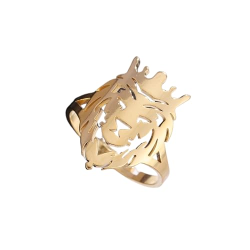 IOETSEUT Damenschmuck Ring Glänzender Löwe Tier Offener verstellbarer Ring Geeignet für Männer und Frauen Mode Hip Hop Persönlichkeit Punk Schmuck IOETSEUT Damenschmuck Ring Glänzender Löwe Tier Offener verstellbarer Ring Geeignet für Männer und Frauen Mode Hip Hop Persönlichkeit Punk Schmuck von IOETSEUT