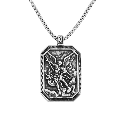 IOETSEUT Herren Halskette Herren Erzengel Schutz Anhänger Halskette Mode Schutzengel Charm Religiöser Schmuck Geschenke Geschenk von IOETSEUT