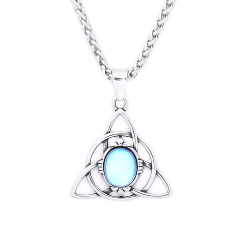 IOETSEUT Herren Halskette Neue Vintage Wikinger Trinity Knot Anhänger Mit Opal Halsketten Für Frauen Männer Nordic Odin Amulett Halskette Schmuck Geschenke Geschenk von IOETSEUT