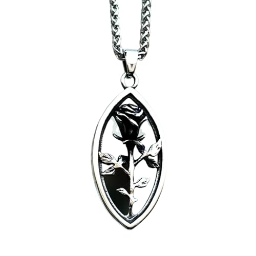 IOETSEUT Herren Halskette Vintage Mode Rose Blume Anhänger Halsketten Für Männer Frauen Punk Hip Hop Paar Schmuck Geschenke Geschenk von IOETSEUT