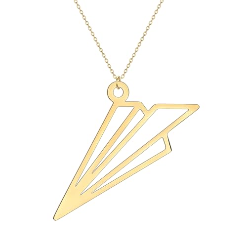 IOETSEUT Herren Halsketten Schmuck Origami Papier Flugzeug Anhänger Halskette Frauen Geometrische Silber Flugzeug Charm Halskette von IOETSEUT
