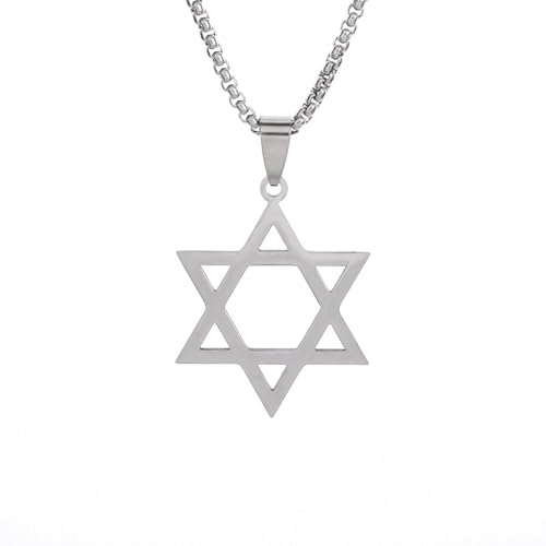 IOETSEUT Herrenketten Schmuck Israelischer Davidstern Anhänger Schild des David Hexagramm Halskette Jüdischer religiöser Schmuck für Männer und Frauen von IOETSEUT