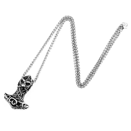 IOETSEUT Männer personalisierte Halskette Domineering Retro keltisch Odin Thor's Hammer Anhänger Halskette Herren Punk Amulett Schmuck Party Geschenk Geschenk von IOETSEUT