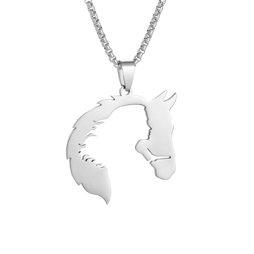 IOETSEUT Männer personalisierte Halskette Einfache hohle Pferdekopf Tier Anhänger Halskette Männer und Frauen Hip-Hop Trendy Cool Schmuck Geschenk von IOETSEUT