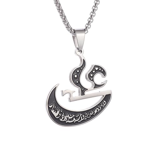IOETSEUT Männer personalisierte Halskette Imam Ali Schwert Muslim Islam Halskette Schmuck Arabische Schrift Flamme Anhänger für Männer Frauen Geschenk von IOETSEUT