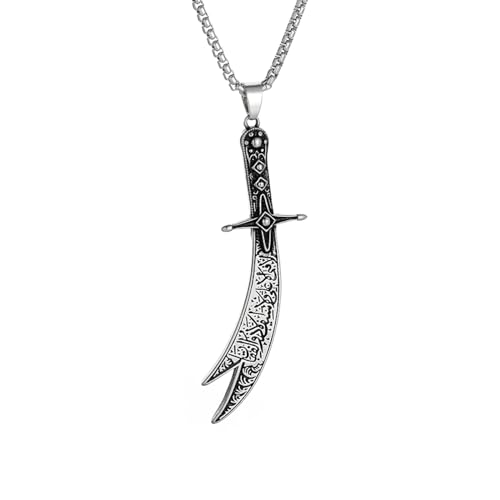 IOETSEUT Männer personalisierte Halskette Islamischer Imam Schwert Anhänger Halskette für Männer und Frauen Koran Halskette Schiitischer Islamischer Muslim Schmuck Geschenk von IOETSEUT