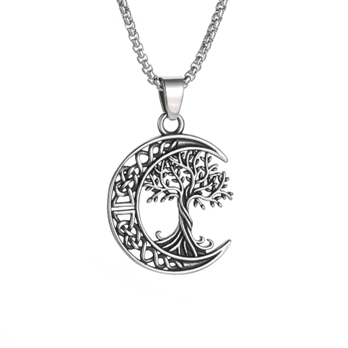 IOETSEUT Männer personalisierte Halskette Nordische Welt Baum keltischer Knoten Mond Baum des Lebens Anhänger Halskette Glück Amulett Schmuck Geschenk für Männer und Frauen Geschenk IOETSEUT Männer personalisierte Halskette Nordische Welt Baum keltischer Knoten Mond Baum des Lebens Anhänger Halskette Glück Amulett Schmuck Geschenk für Männer und Frauen Geschenk von IOETSEUT