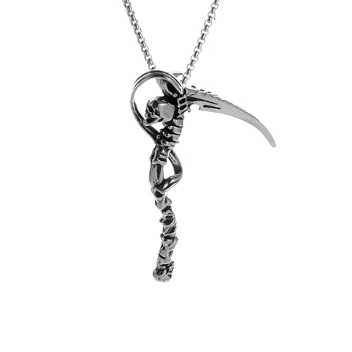 IOETSEUT Männer personalisierte Halskette Retro Gothic Tod Sense Anhänger Schädel Dämon Halskette für Männer Frauen Punk Rock Halloween Party Schmuck Geschenke Geschenk von IOETSEUT