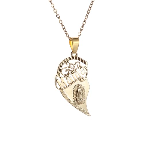 IOETSEUT Männer personalisierte Halskette Vintage katholisch Herz Form Anhänger Halskette Mode Frauen Religiöser Anhänger Segen Amulett Schmuck Geschenk Geschenk von IOETSEUT