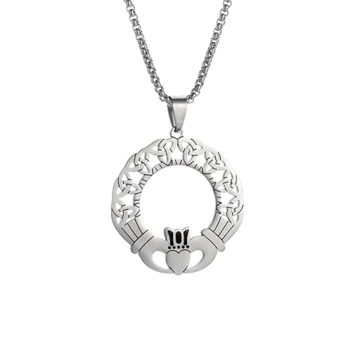 IOETSEUT Männer personalisierte Halskette keltischer Knoten Claddagh Herzform Anhänger Halskette für Männer Frauen irisches Glück Amulett Schmuck Geschenk IOETSEUT Männer personalisierte Halskette keltischer Knoten Claddagh Herzform Anhänger Halskette für Männer Frauen irisches Glück Amulett Schmuck Geschenk von IOETSEUT