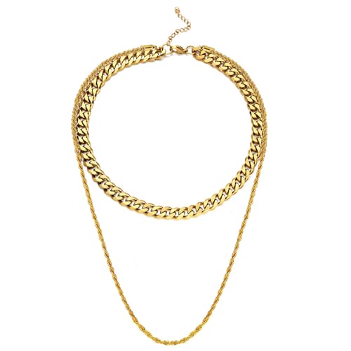 IOETSEUT Schwester Halskette Layered Halskette Frauen Double Layer Chunky Chain Halsketten Für Frauen Mehrschichtige Choker Halskette Modeschmuck Lehrer Geschenke von IOETSEUT