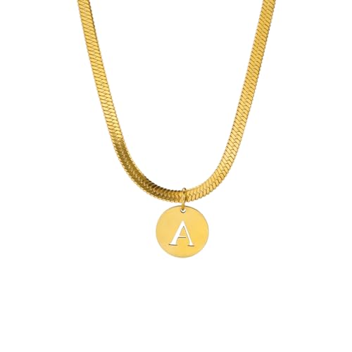 IOETSEUT Schwester Halskette geschichtete Halskette Frauen A-Z Initiale Buchstabe Runde Anhänger Halskette Frauen Schlangenkette Choker Alphabet Schmuck Muttertag Geschenk Lehrer Geschenke von IOETSEUT