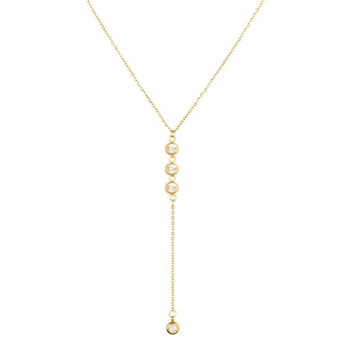 IOETSEUT Schwester Halskette geschichtete Halskette Frauen Dünne Kette Halskette Kristall Anhänger Halskette Für Frauen Y Form Strass Choker Halsketten Hochzeit Schmuck Lehrer Geschenke von IOETSEUT