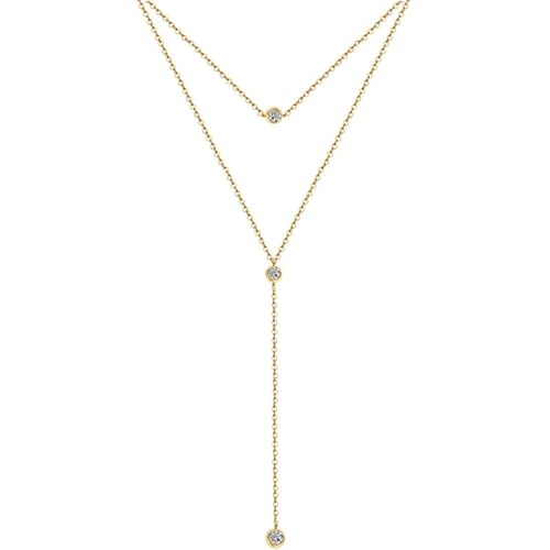 IOETSEUT Schwester Halskette geschichtete Halskette Frauen Einfache Y Form Design Dünne Kette Kristall Anhänger Halskette Für Frauen Strass Kristall Choker Schmuck Lehrer Geschenke von IOETSEUT