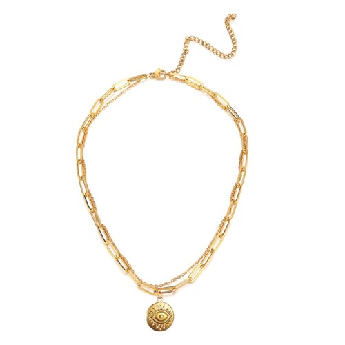 IOETSEUT Schwester Halskette geschichtete Halskette Frauen Evil Eye Choker Anhänger Halskette Damen 2025 Multi Layer Choker Schmuck Lehrer Geschenke von IOETSEUT