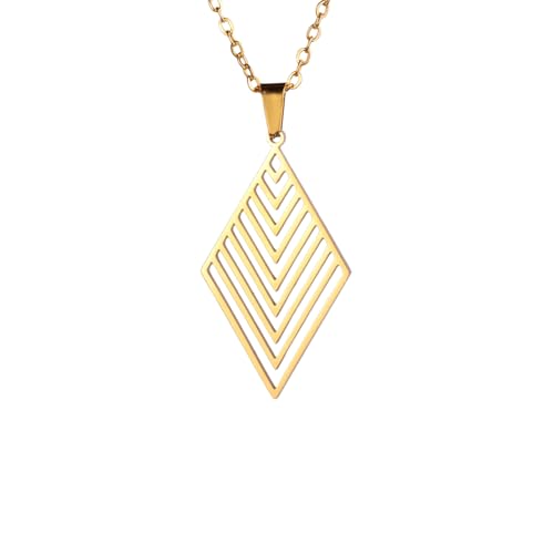 IOETSEUT Schwester Halskette geschichtete Halskette Frauen Frauen Raute Anhänger Halskette Gold Farbe Halsband 2025 Trendy Einfache GeometrIc Schmuck Muttertag Geschenk Lehrer Geschenke von IOETSEUT