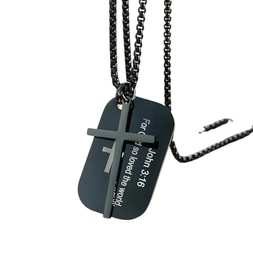 IOETSEUT Schwester Halskette geschichtete Halskette Frauen Personalisierte Die Bibel Kreuz Dog Tag Halsketten für Männer Frauen, Schwarz Custom Gebet Christ Schmuck Lehrer Geschenke von IOETSEUT