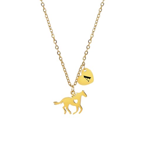 IOETSEUT Schwester Halskette geschichtete Halskette Frauen Pferd Herz Initiale Buchstabe A-Z Halskette für Frauen Mädchen Choker Halsketten Mode Schmuck Geburtstag Geschenk Lehrer Geschenke von IOETSEUT