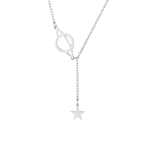 IOETSEUT Schwester Halskette geschichtete Halskette Frauen Star Planet Saturn Halskette für Frauen Trendige Halskette Astronomie Schmuck Geburtstagsgeschenk Lehrer Geschenke von IOETSEUT