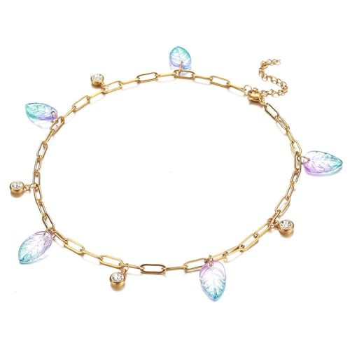 IOETSEUT Schwester Halskette geschichtete Halskette Frauen Stil Kette Quaste Kristall Halsband für Frauen Mädchen Mode Blatt Faux Pearl Choker Schmuck Lehrer Geschenke von IOETSEUT