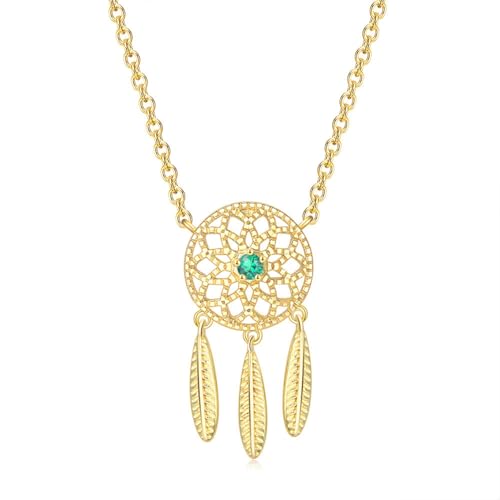 IOETSEUT Schwester Halskette geschichtete Halskette Frauen Traumfänger Anhänger Halskette Für Frauen Licht Luxus Hohl Grün Kristall Hell Gelb Gold Farbe Mode Schmuck Lehrer Geschenke von IOETSEUT