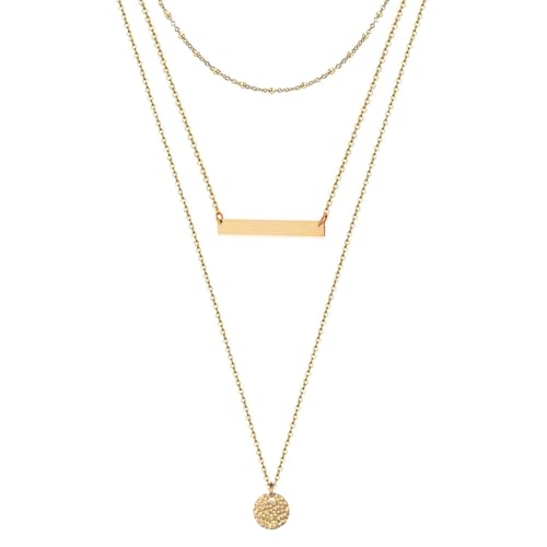 IOETSEUT Schwester Halskette geschichtete Halskette Frauen Vintage Drei Schicht Kette Münze Scheibe Anhänger Halskette Für Frau Mehrschichtige Halsband Schmuck Geschenk Lehrer Geschenke von IOETSEUT