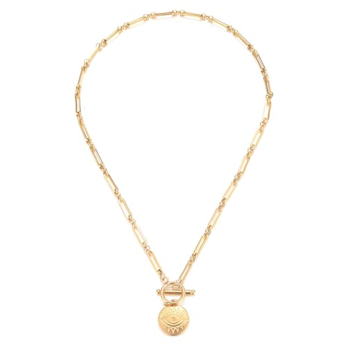 IOETSEUT Schwester Halskette geschichtete Halskette Frauen Vintage Evil Eye Anhänger Halsketten Für Frauen Mädchen Hip Hop Toggle Choker Schmuck Lehrer Geschenke von IOETSEUT