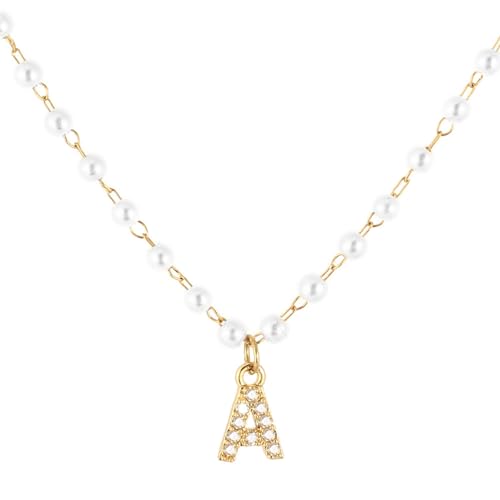 IOETSEUT Schwester Halskette geschichtete Halskette Frauen handgemachte Perlen Kristall Initiale Buchstabe Anhänger Halskette für Frauen Mode Name Schmuck Lehrer Geschenke von IOETSEUT