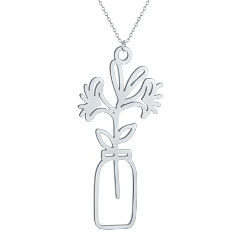 IOETSEUT halskette männer halskette damen Geburt Monat Blume Anhänger Geburt Blume in Vase Halskette Trendiger Schmuck Geburtstagsgeschenk für Frauen von IOETSEUT