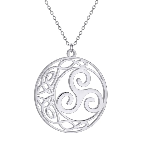 IOETSEUT halskette männer halskette damen Halbmond Triple Spiral Trinity Knot Anhänger Halskette Für Frauen Vintage Schmuck Celtics Triskele Triskelion von IOETSEUT