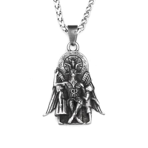 IOETSEUT halskette männer halskette damen Neue Vintage Luzifer mit Anubis Charme Anhänger Baphomet Ziege Satanische Halsketten Für Männer Amulett Schmuck Geschenke von IOETSEUT