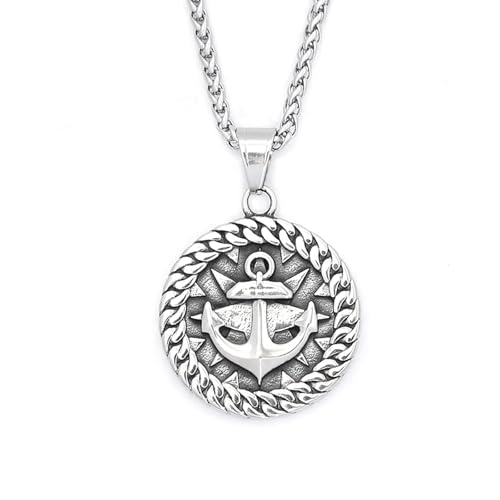 IOETSEUT halskette männer halskette damen Neue Vintage Nordische Anker Ruder Halsketten Für Männer Frauen Mode Punk Wikinger Kompass Anhänger Amulett Schmuck Geschenke von IOETSEUT