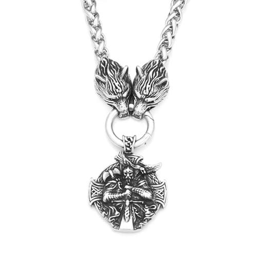 IOETSEUT halskette männer halskette damen Neue Vintage Wikinger Odin Krieger Rabe Anhänger Halskette Punk Dominante Wolf Kopf Kette Mode Männer Schmuck von IOETSEUT