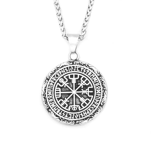 IOETSEUT halskette männer halskette damen Nordisch Vintage Wikinger Kompass Anhänger Halskette Herren Wikinger Odin Amulett Schmuck Mode Geschenke von IOETSEUT