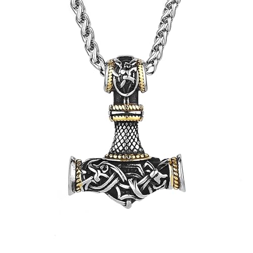 IOETSEUT halskette männer halskette damen Nordische Wikinger Thors Hammer Mjölnir Skandinavische Rune Amulett Halskette Kette Anker Anhänger männlicher Schmuck von IOETSEUT